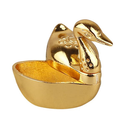 Gold Plated Swan Kumkum Box Big