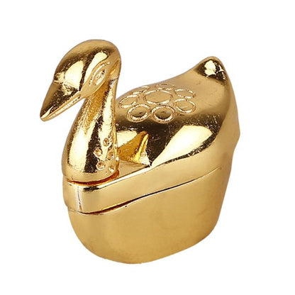 Gold Plated Swan Kumkum Box Big