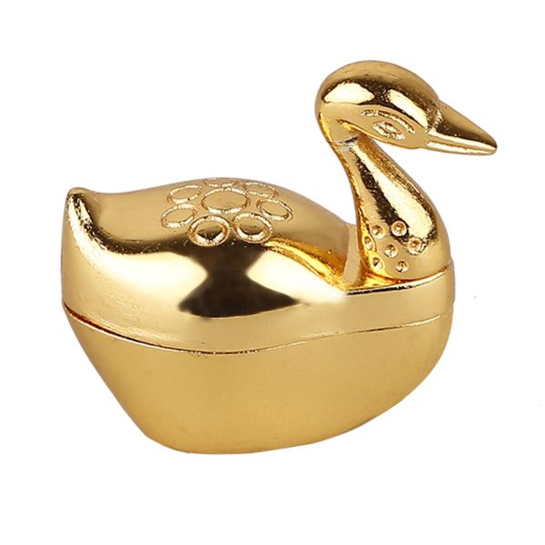 Gold Plated Swan Kumkum Box small