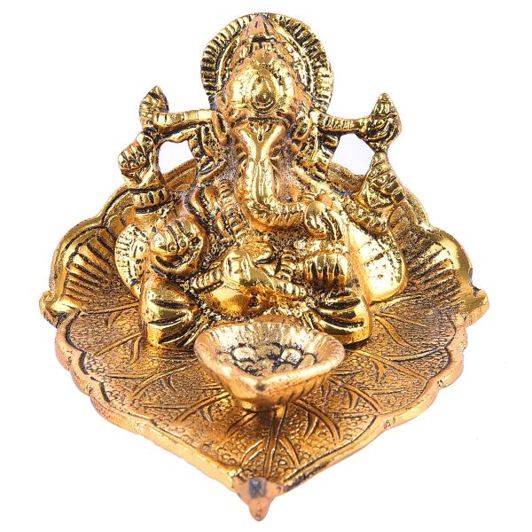 Golden plated leaf Ganesh Idol