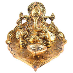 Golden plated leaf Ganesh Idol