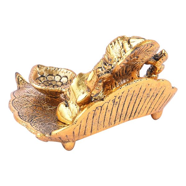 Golden plated leaf Ganesh Idol