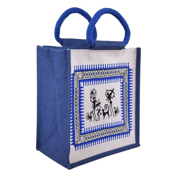 Jute Bag - canvas tribal print big