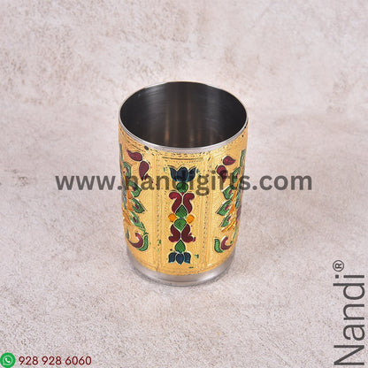 Minakari Glass Gold Peacock