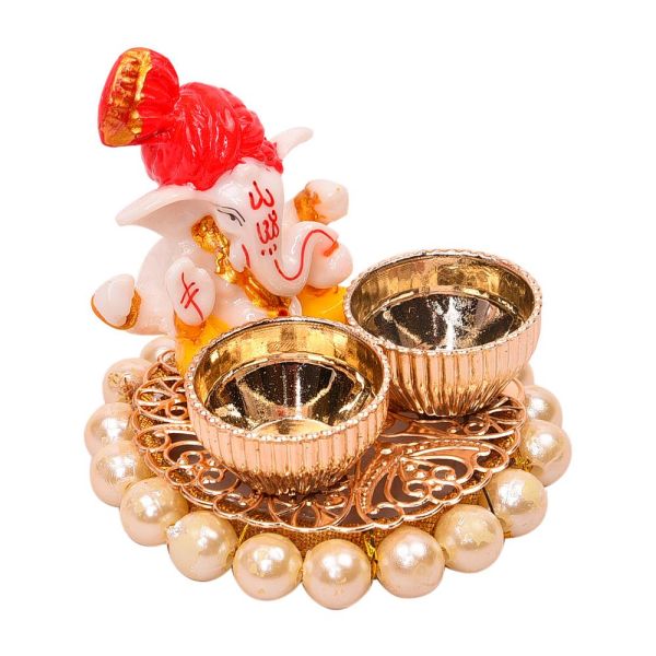 Pearl Base Pagdi Ganesh Kumkum set