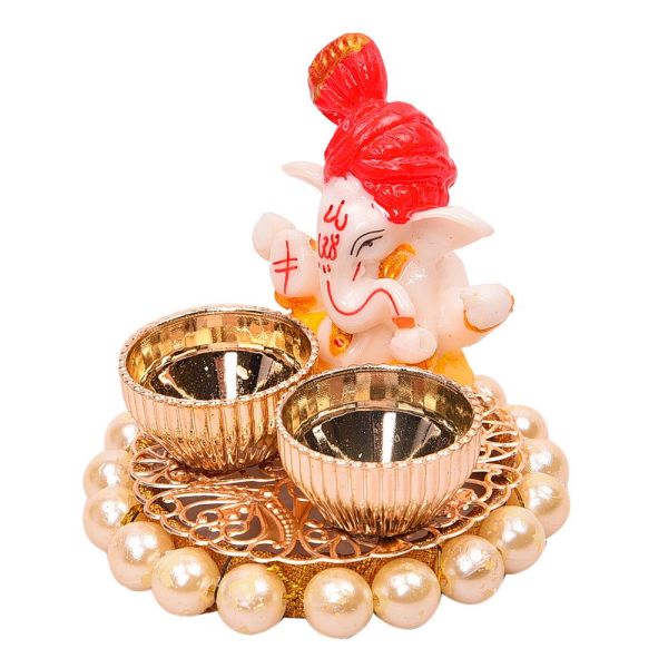 Pearl Base Pagdi Ganesh Kumkum set