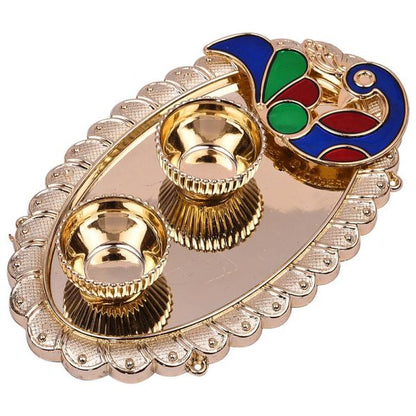 Silver Plated Peacock Kumkum Box