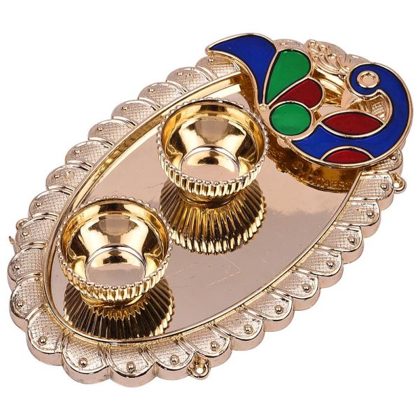 Silver Plated Peacock Kumkum Box