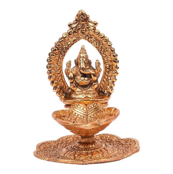 Singasan Ganesh Diya Golden Antiq