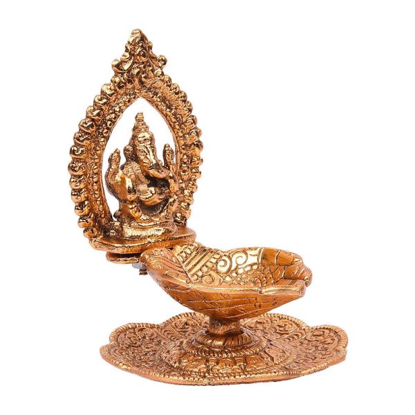 Singasan Ganesh Diya Golden Antiq