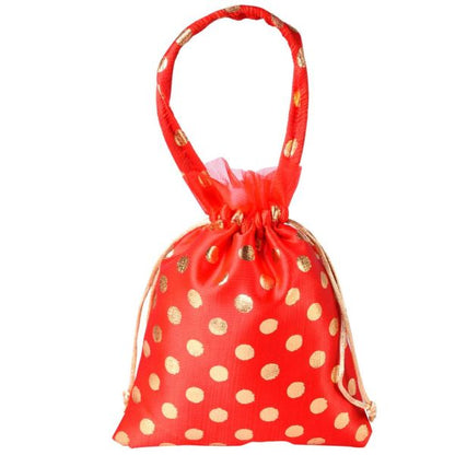 string bag dotted with handle orange