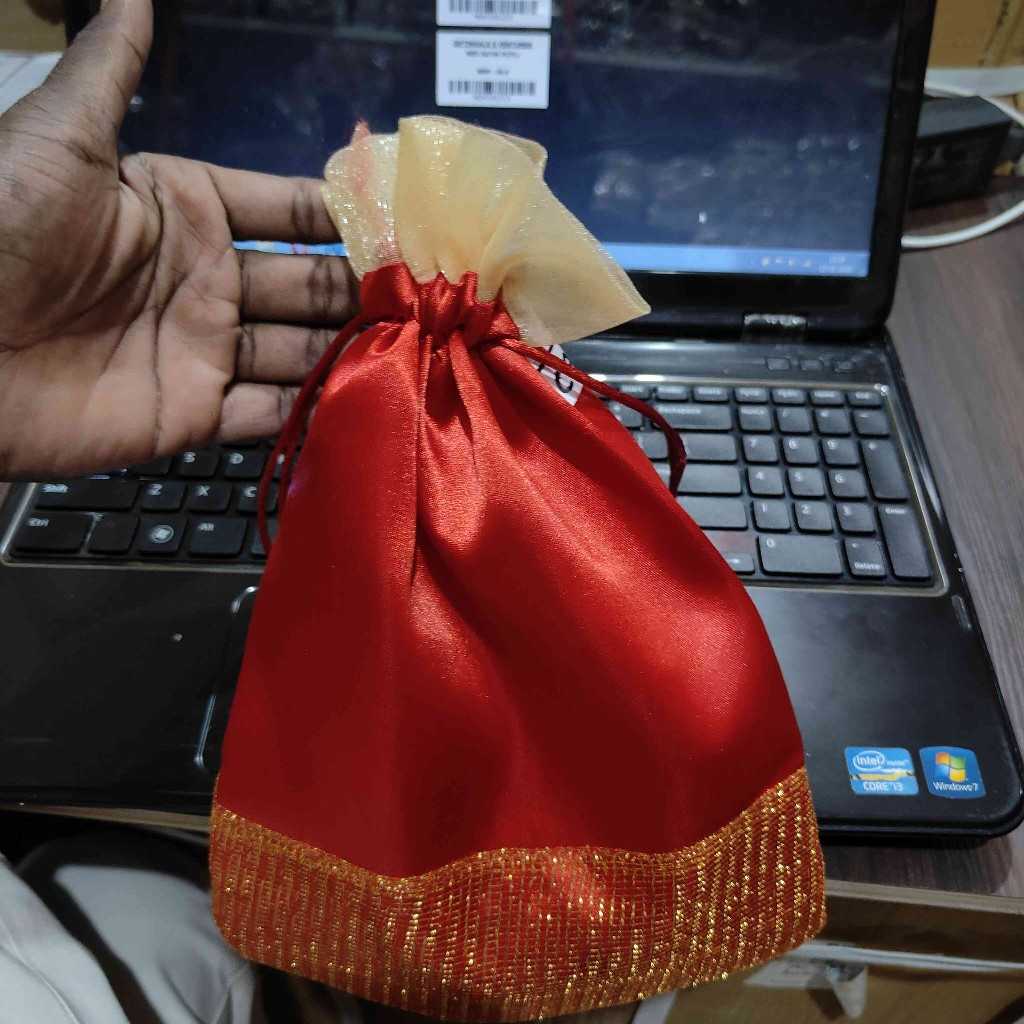 RED SATIN POTLI