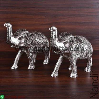 WHITE METAL ELEPHANT JUMBO SMALL PAIR
