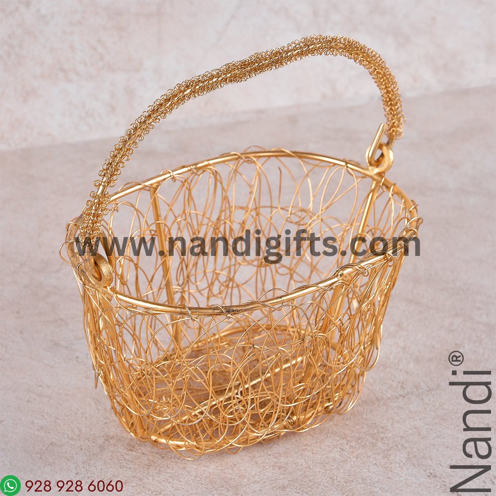 Metal Oval Fancy Basket Small