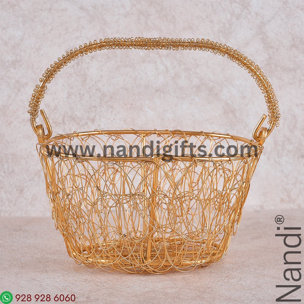 Metal Oval Fancy Basket Small