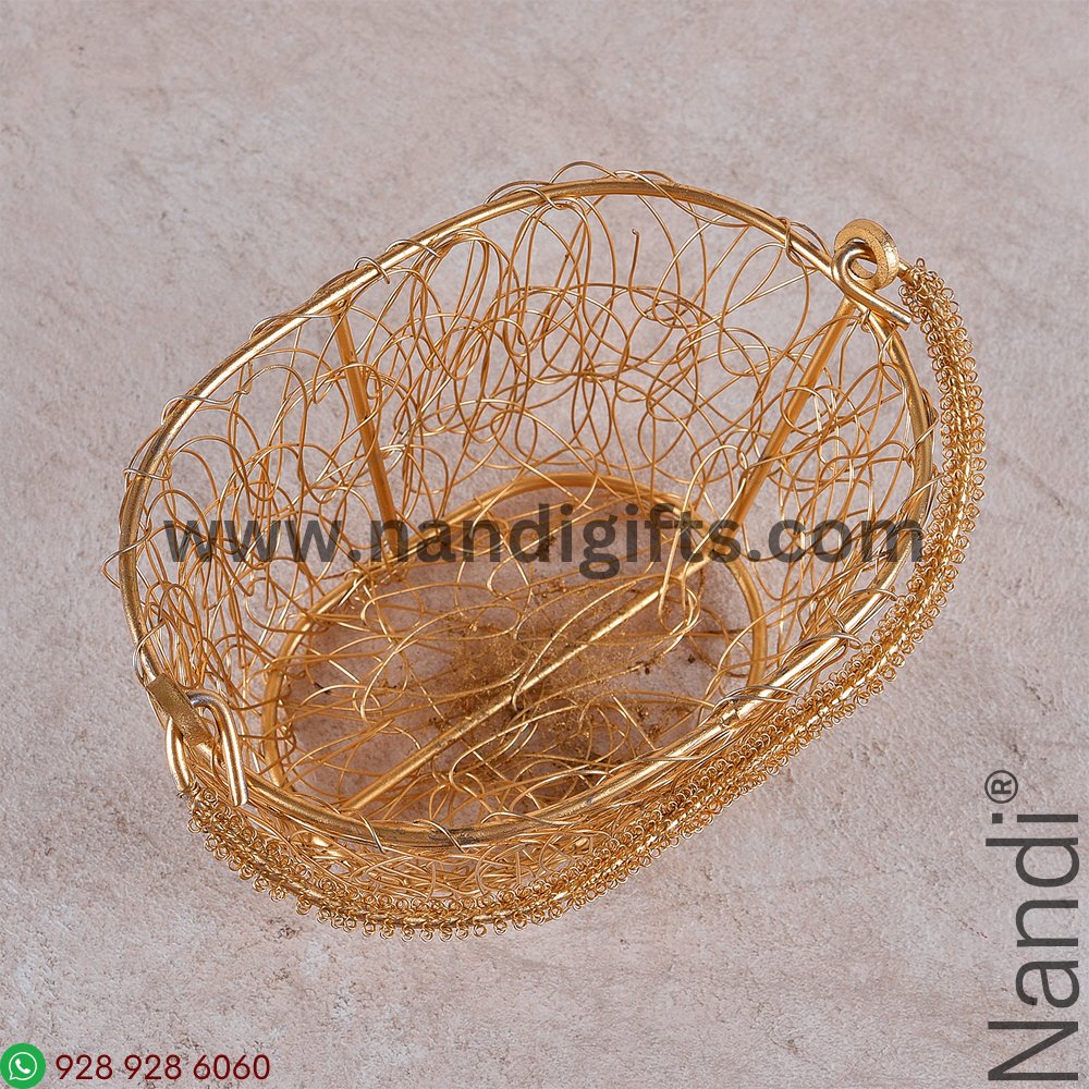 Metal Oval Fancy Basket Small