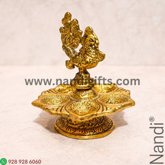 Peacock Gold Diya