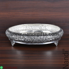 PRE ANTIQ GERMAN SILVER THALI FLORAL 12