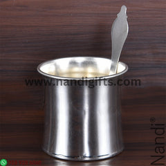 GERMAN SILVER PUNCHPATRA SET PLAIN BIG