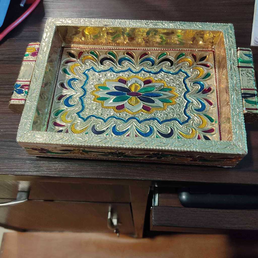 Minakari Tray With Handle 6X8