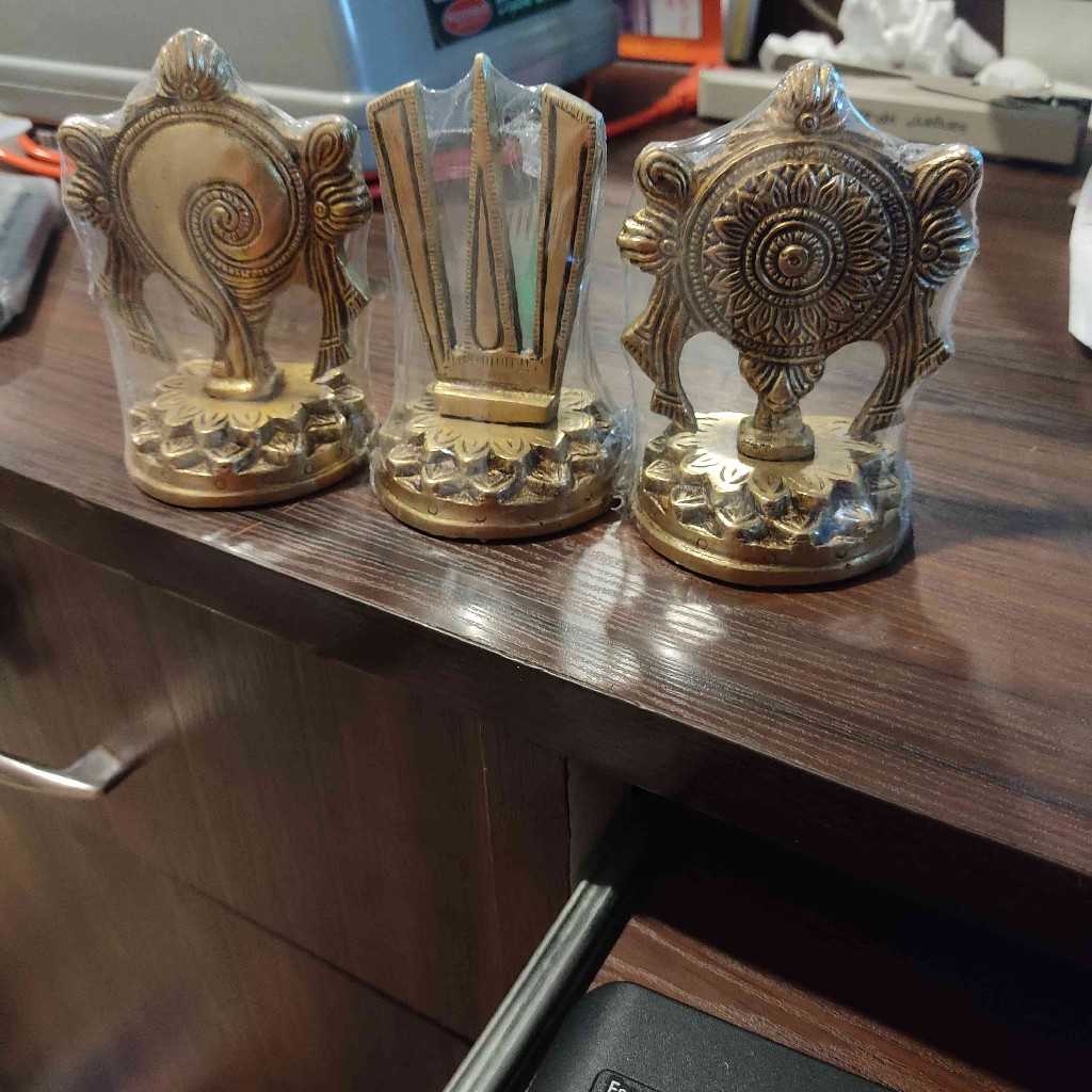 Brass Shanku Chakra Namam Big Set Of Three.