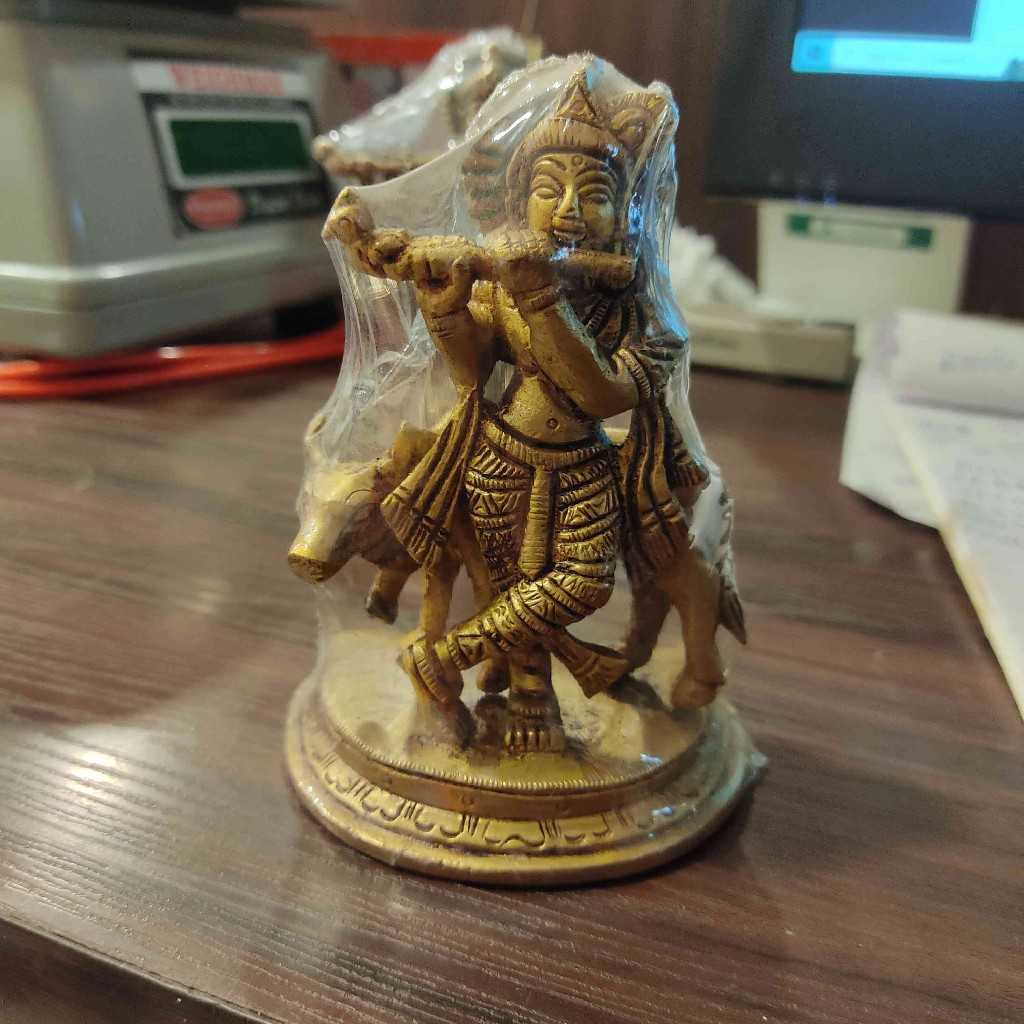 Brass Cow Krishna Medium