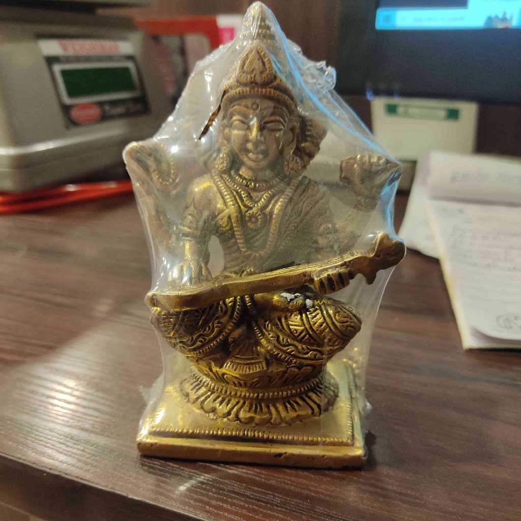 Brass Saraswati Idol Kamal Big