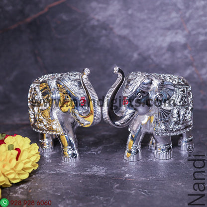 Silver Plated Elephant Pair 4