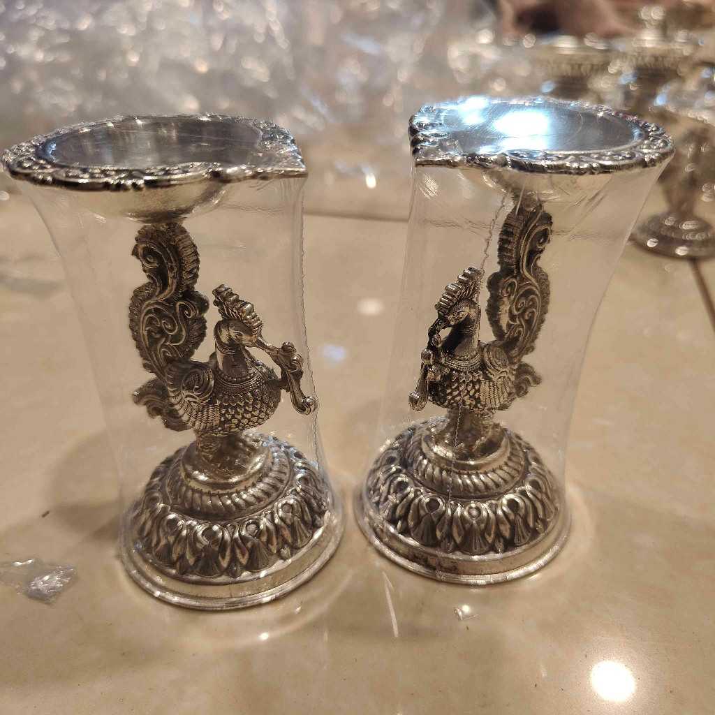 ANTIQ GS PEACOCK DIYA BIG PAIR