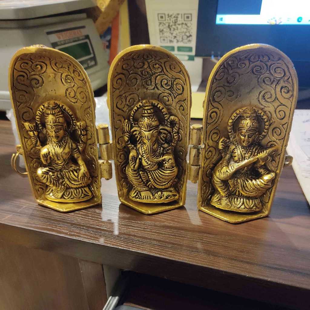 FOLDABLE LAXMI,GANESH AND SARASWATI SET