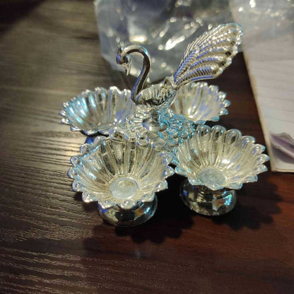 GS Fancy Peacock Kumkum holder 4 Bowl