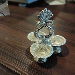 GS Peacock Kumkum holder 3 Bowl