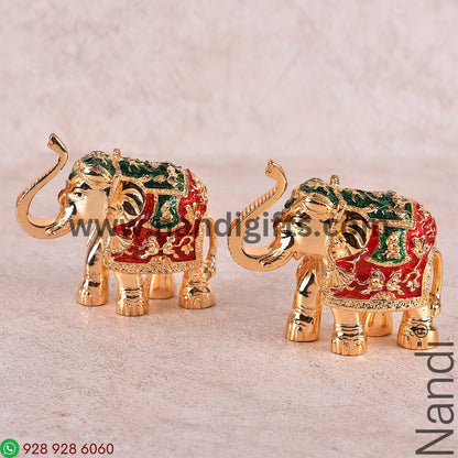 Gold Plated Minakari Elephant Pair 3
