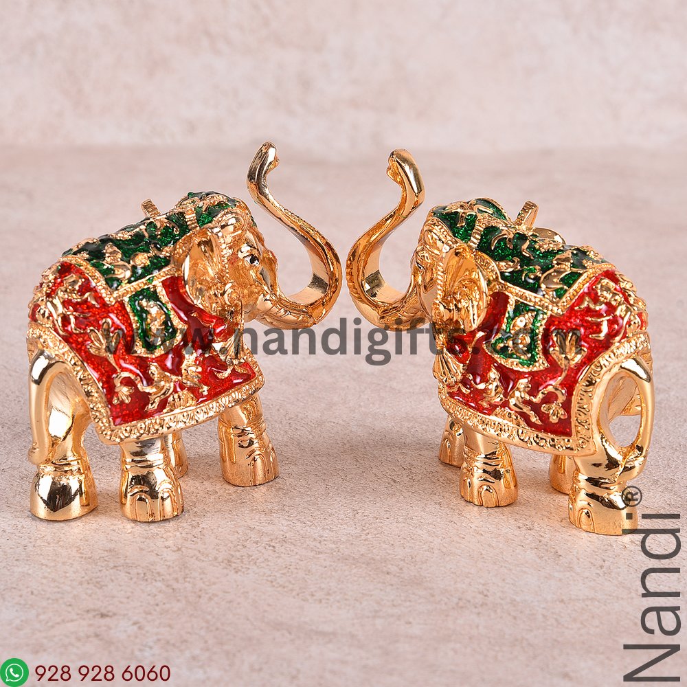 Gold Plated Minakari Elephant Pair 3