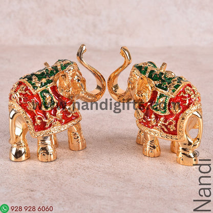 Gold Plated Minakari Elephant Pair 3