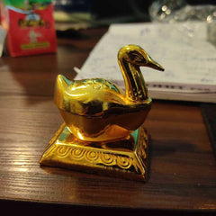 Gold Plated Swan Kumkum Box With Stand