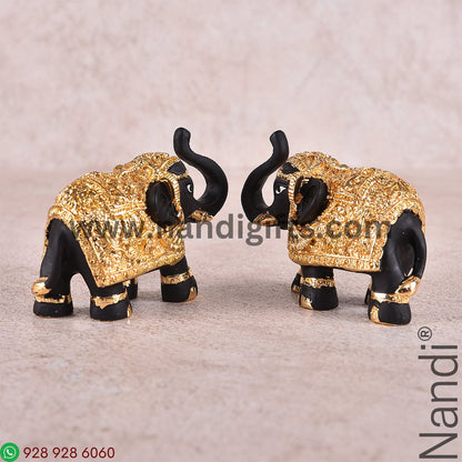 Mini Gold Plated Polyresin Elephant Pair