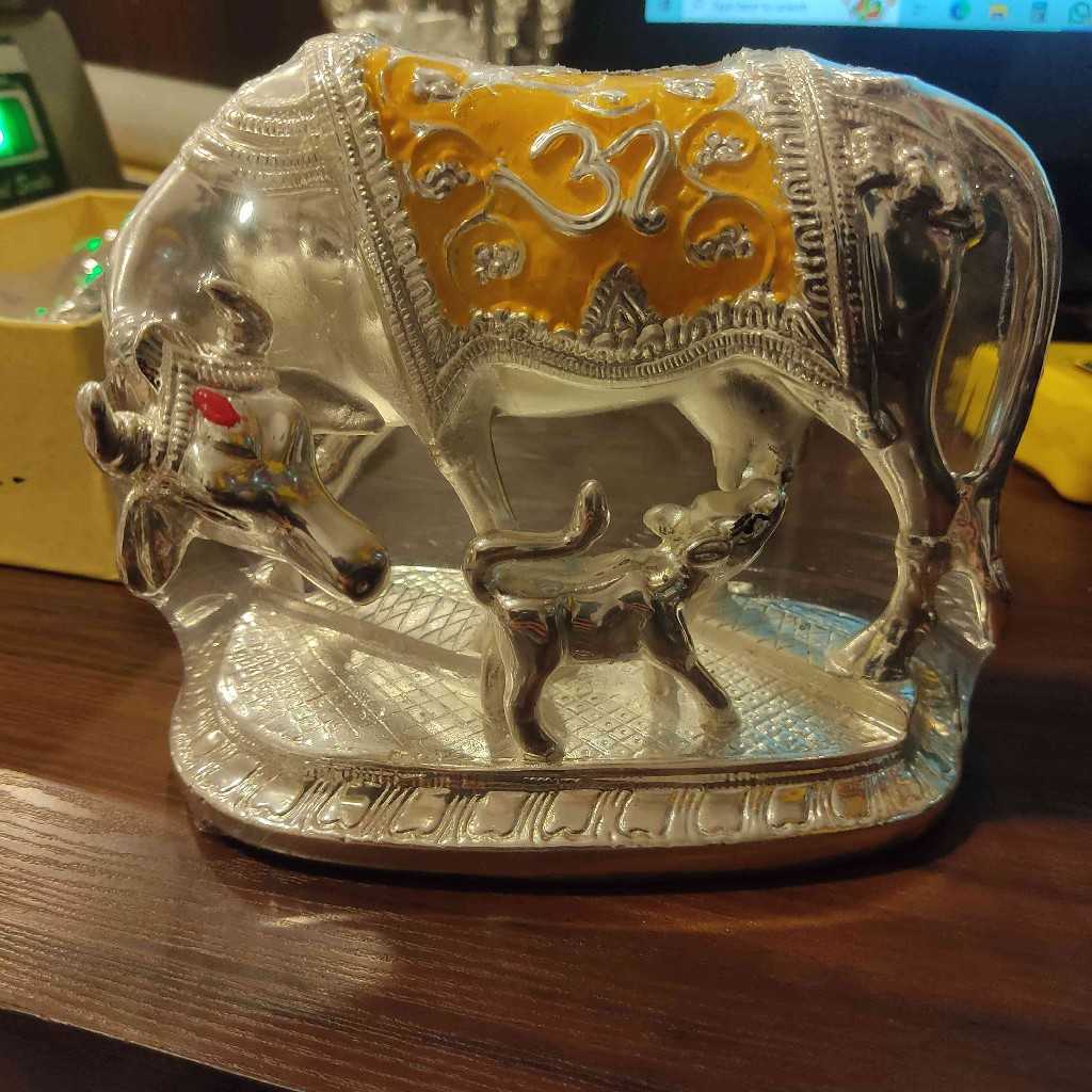 COW N CALF SILVER PLATED COLOUR