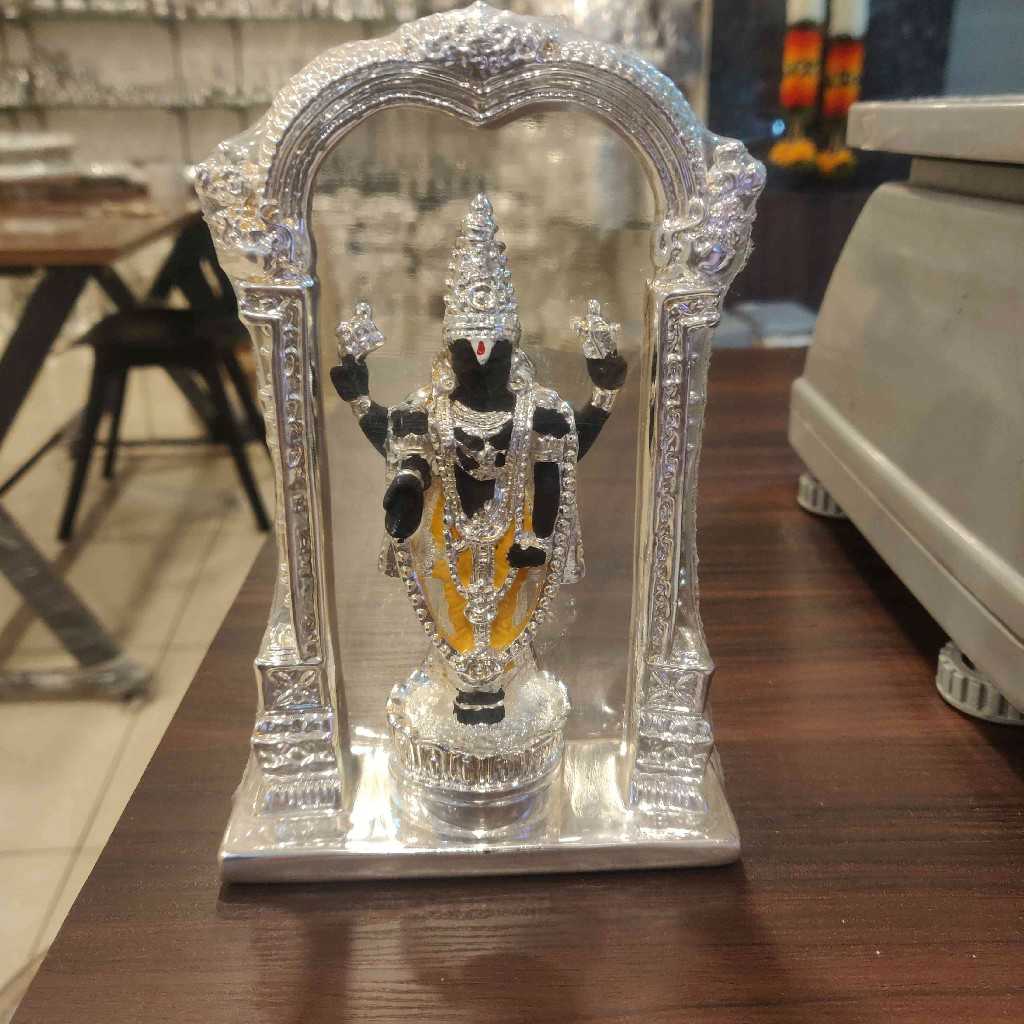 Mandir Silver Plated Balaji Black 6.5