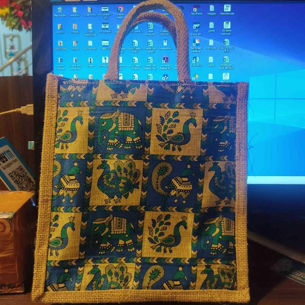 JUTE BAG KALAMKARI 10X10 ASSORTED