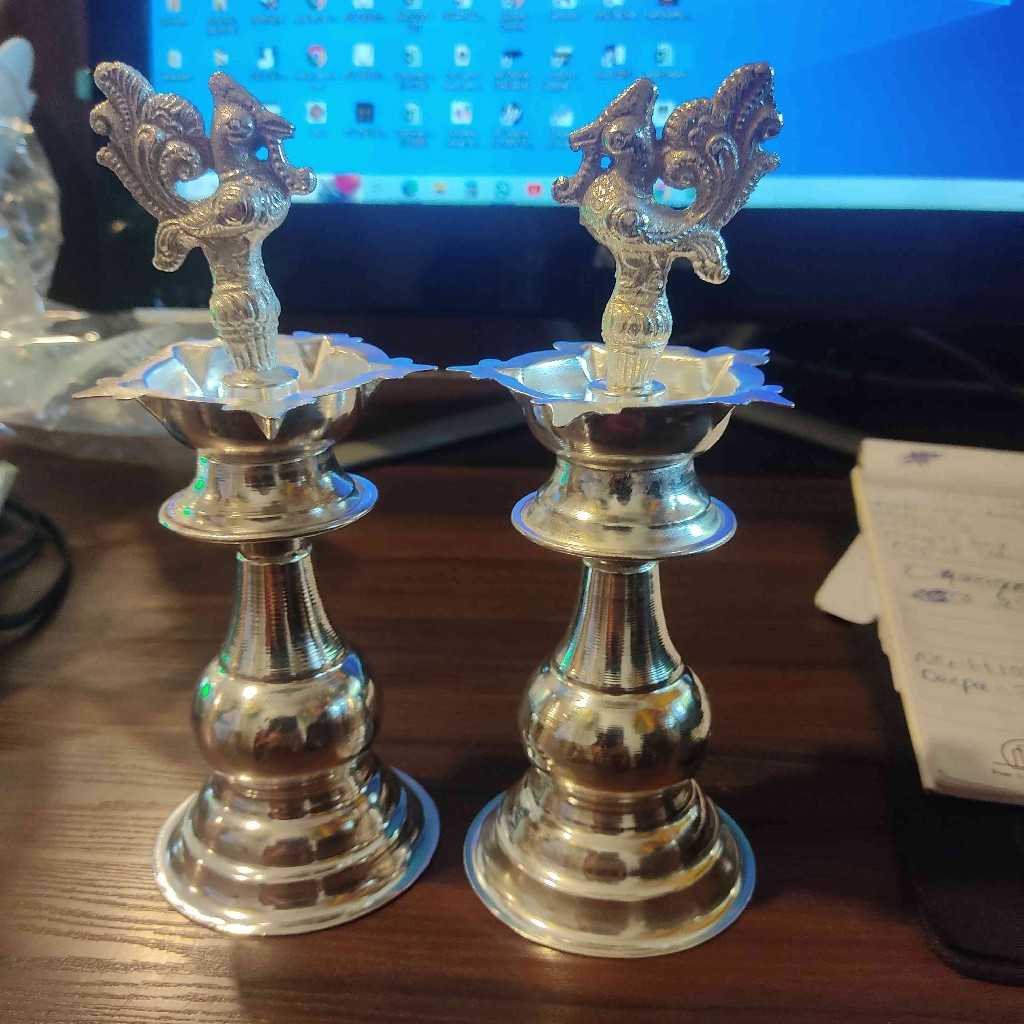 GSB PEACOCK DIYA SPIRAL PLAIN 7 PAIR