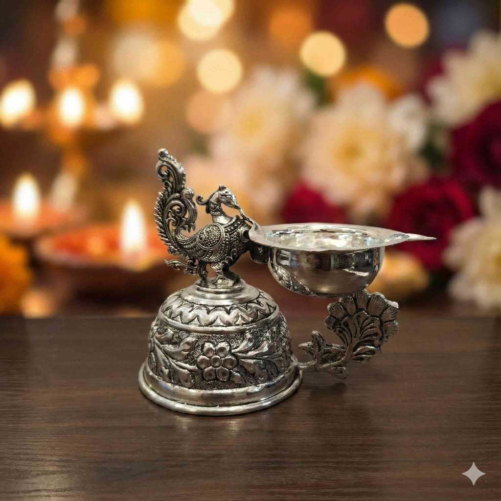 ANTIQ GS PEACOCK DIYA PAIR