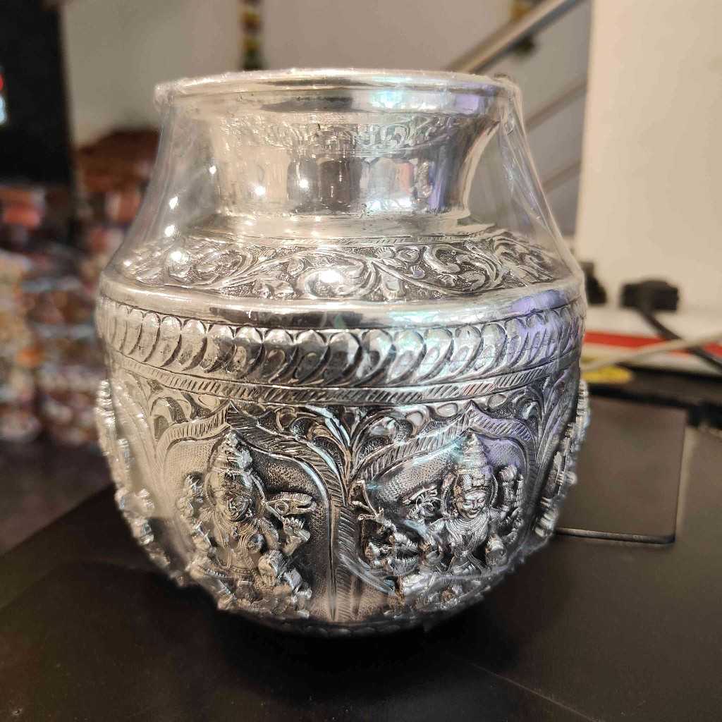 ANTIQUE GERMAN SILVER ASHTALAKSHMI KALASH