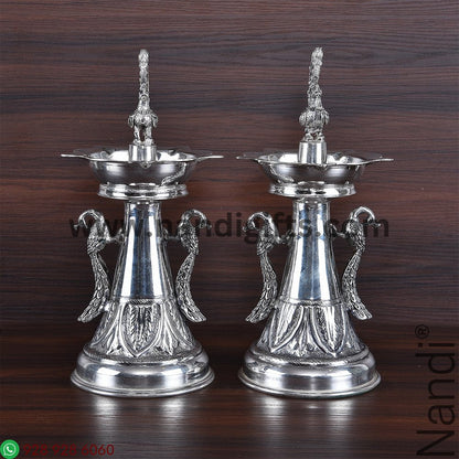 Antiq German Silver peacock Gagra Diya 9 pair