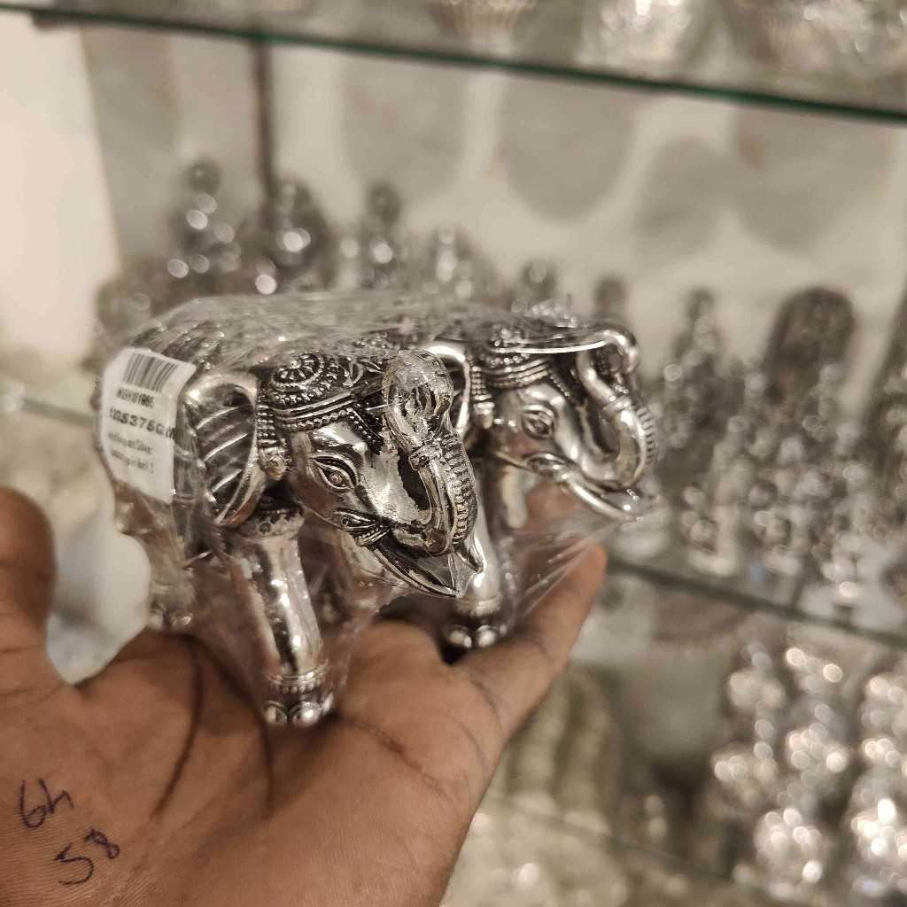 Antiq German Silver Elephants Pair Bell 3