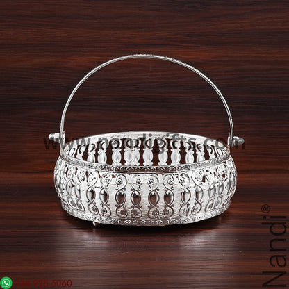 Silver Plated Basket With Handle 6