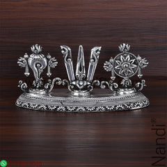 Antiq German Silver Shankh Chakra Namam Stand