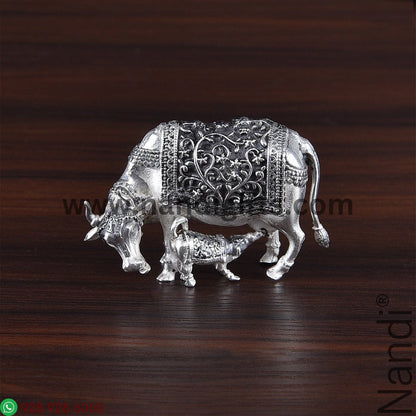 Antiq German Silver Cow And Calf 1.5