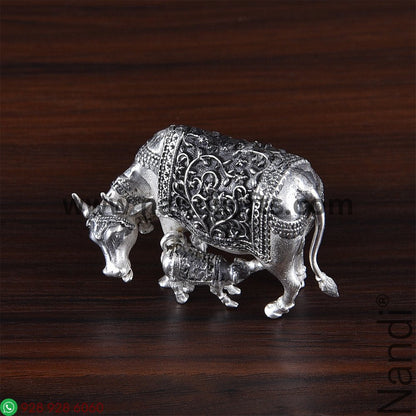 Antiq German Silver Cow And Calf 1.5