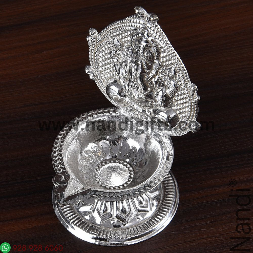 German Silver Ganesh Diya Small